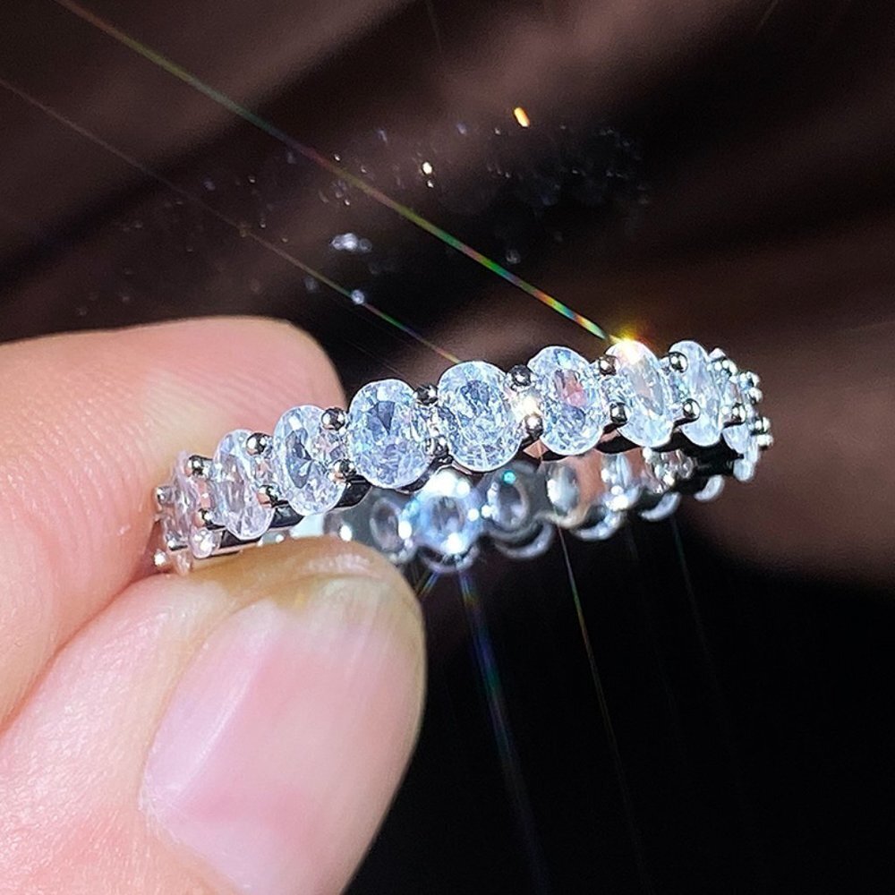 💥 Hot Shiny Zircon CZ Full Around Rings For Women, HA4351-6